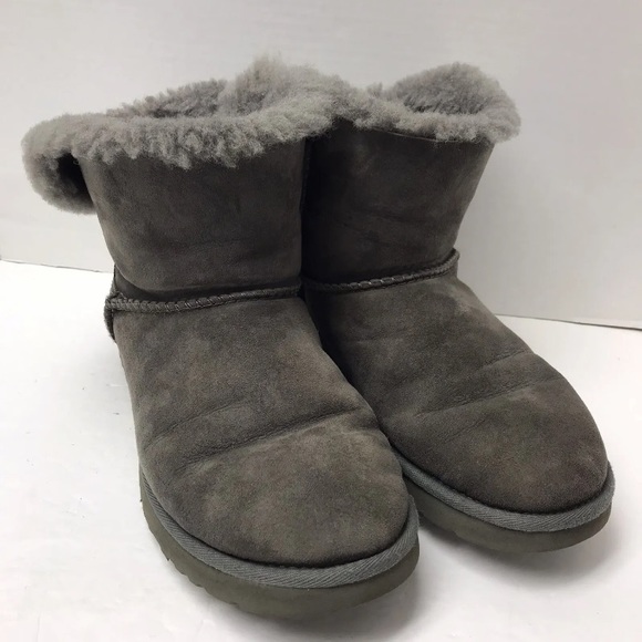 UGG Australia Women’s 8 Gray Mini Bailey Bow II 1005062 Ankle Winter Snow Boots - Picture 2 of 11
